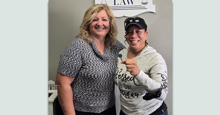 Mary Ann Cronin and new homeowner, Senora.