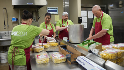 WSFS Associates volunteering in a kitchen.